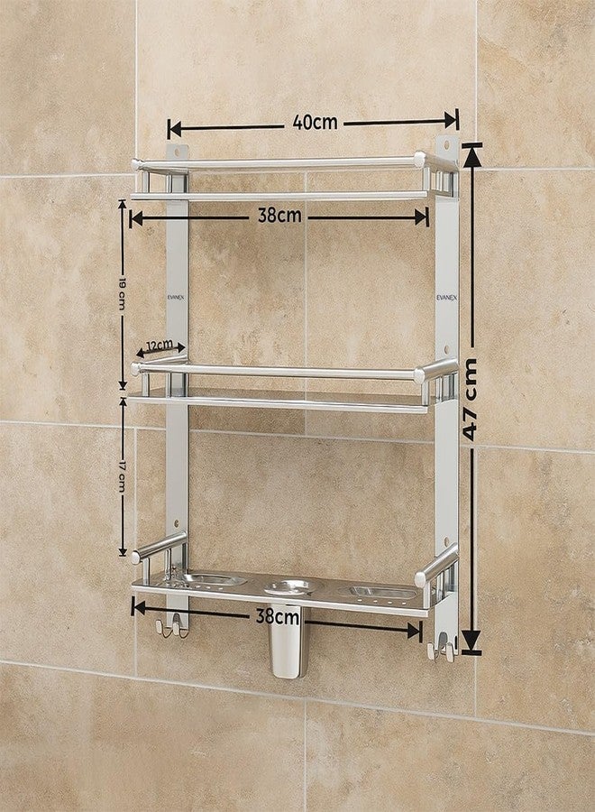 EVANEX 3-Layer Bathroom Racks and Shelves | 5 x 16 x 18 Inch Multipurpose Bathroom Organizer Shelf with Double Soap Dish & Toothbrush Holder | Wall Mounted Bathroom Accessories Set - Image 3